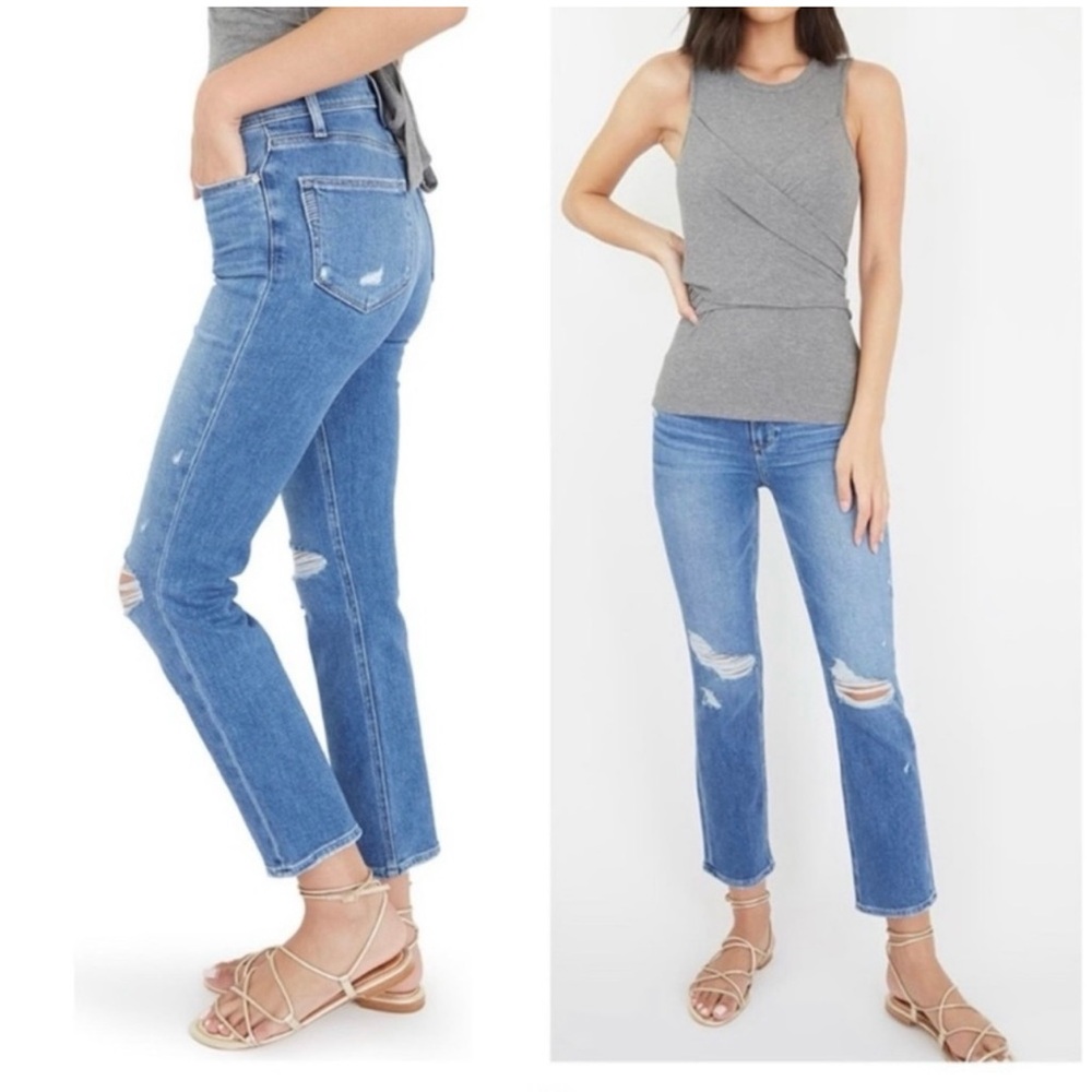 Paige Cindy Distressed Speak Easy Straight Jeans Size 31 - Picture 3 of 10